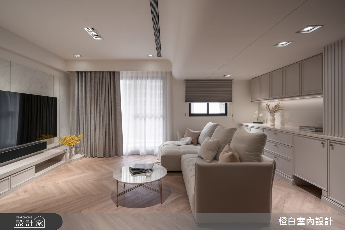 30坪新成屋(5年以下)＿法式奶油風客廳案例圖片＿橙白室內裝修設計工程有限公司＿橙白_112益騏福爾摩沙之10