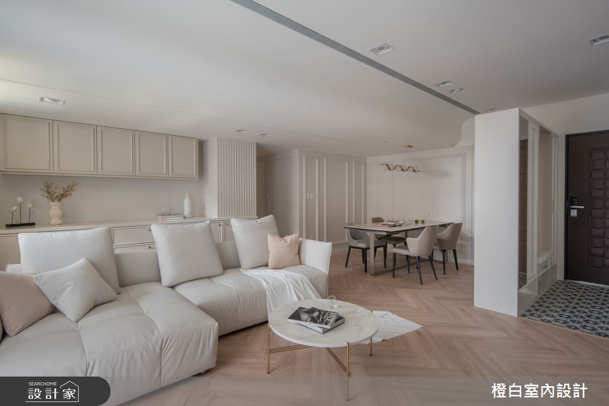 30坪新成屋(5年以下)＿法式奶油風玄關客廳餐廳案例圖片＿橙白室內裝修設計工程有限公司＿橙白_112益騏福爾摩沙之15