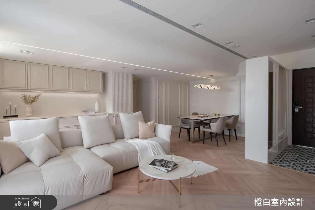 30坪新成屋(5年以下)＿法式奶油風玄關客廳餐廳案例圖片＿橙白室內裝修設計工程有限公司＿橙白_112益騏福爾摩沙之16