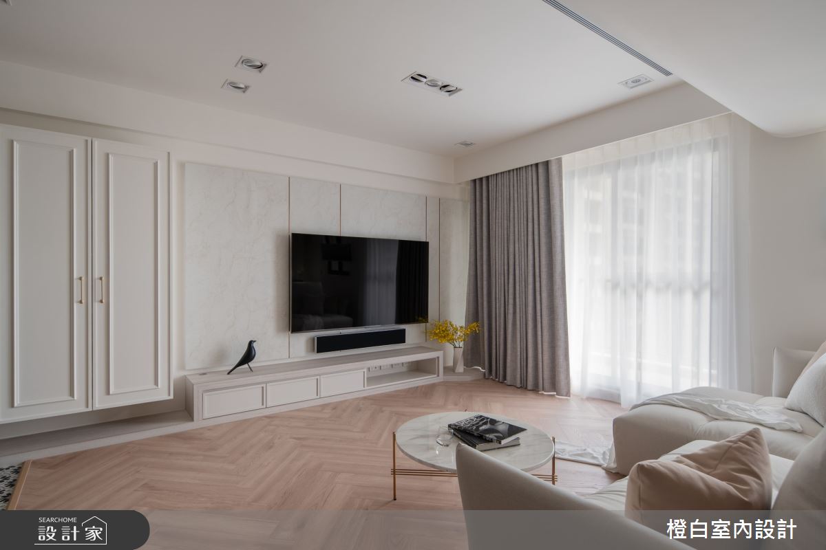 30坪新成屋(5年以下)＿法式奶油風客廳案例圖片＿橙白室內裝修設計工程有限公司＿橙白_112益騏福爾摩沙之26