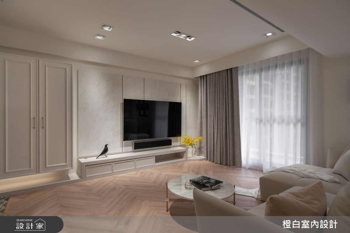 30坪新成屋(5年以下)＿法式奶油風客廳案例圖片＿橙白室內裝修設計工程有限公司＿橙白_112益騏福爾摩沙之27
