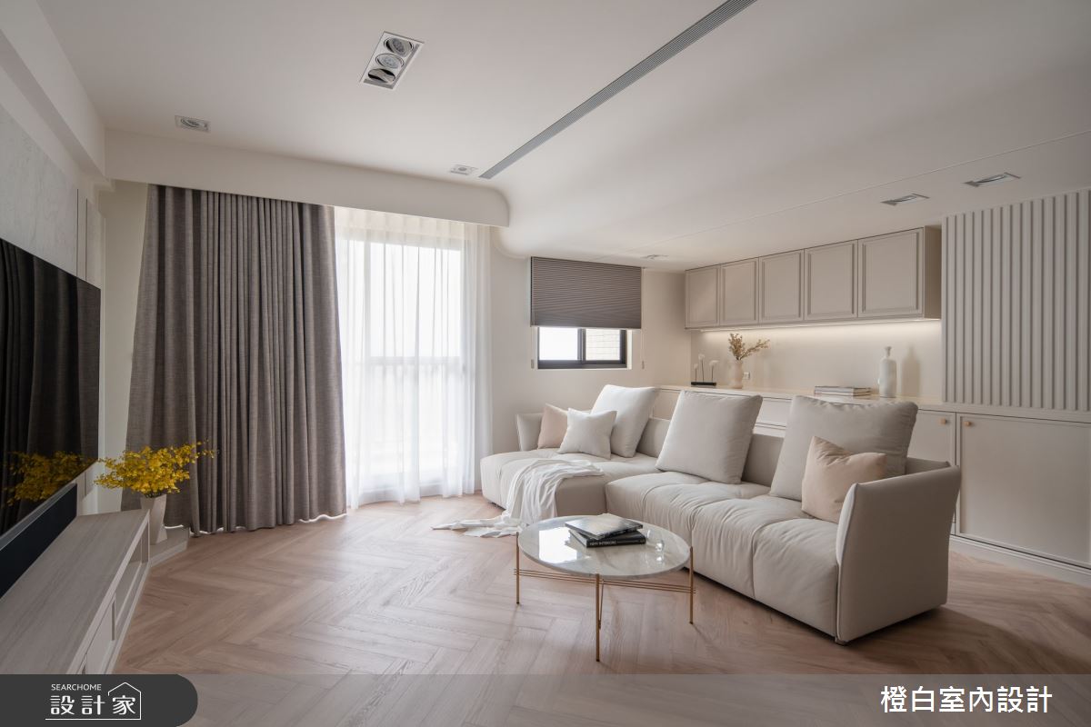 30坪新成屋(5年以下)＿法式奶油風客廳案例圖片＿橙白室內裝修設計工程有限公司＿橙白_112益騏福爾摩沙之33
