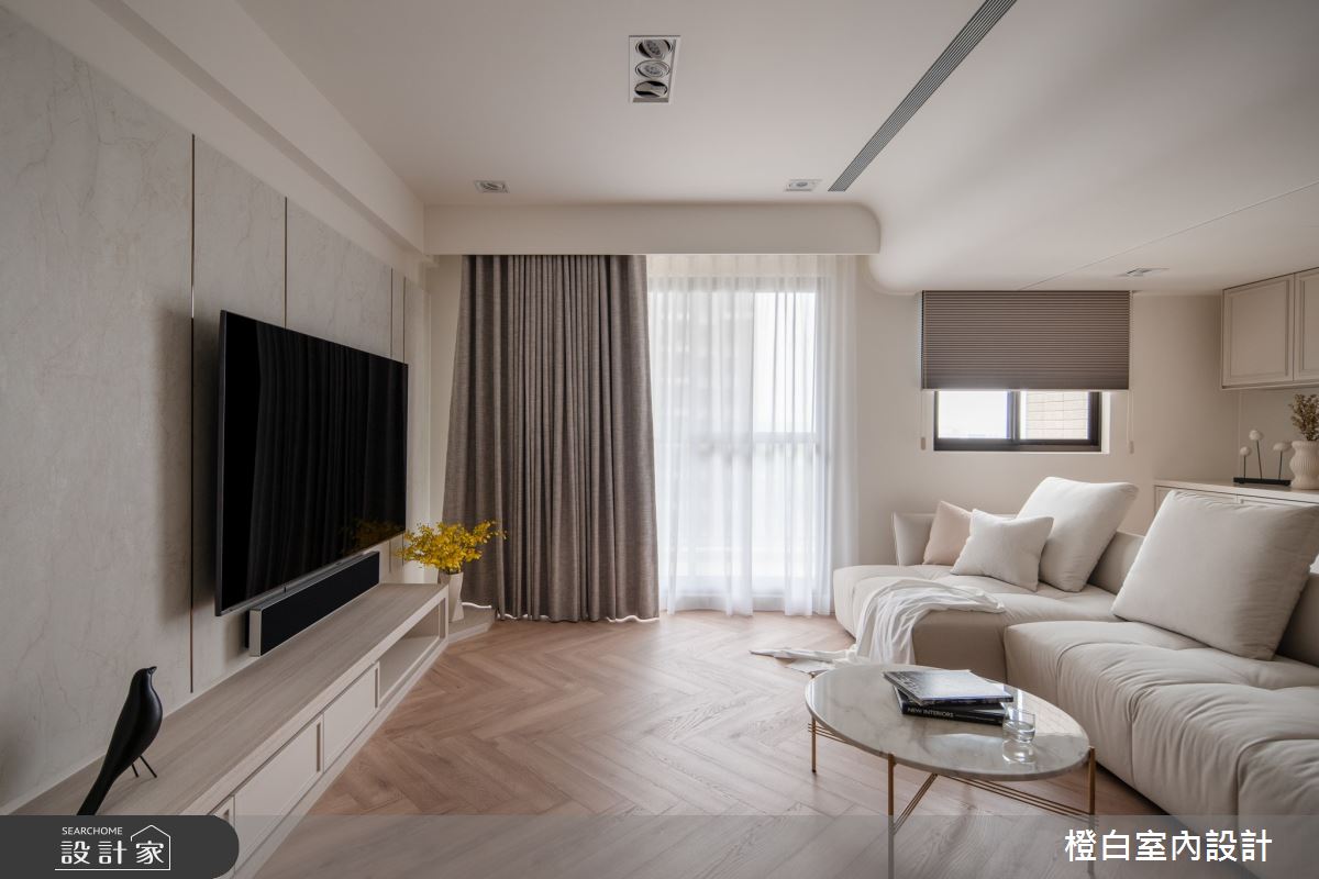 30坪新成屋(5年以下)＿法式奶油風客廳案例圖片＿橙白室內裝修設計工程有限公司＿橙白_112益騏福爾摩沙之36