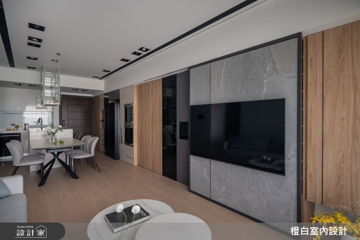 26坪新成屋(5年以下)＿混搭風客廳餐廳廚房中島案例圖片＿橙白室內裝修設計工程有限公司＿橙白_114富宇上城之19