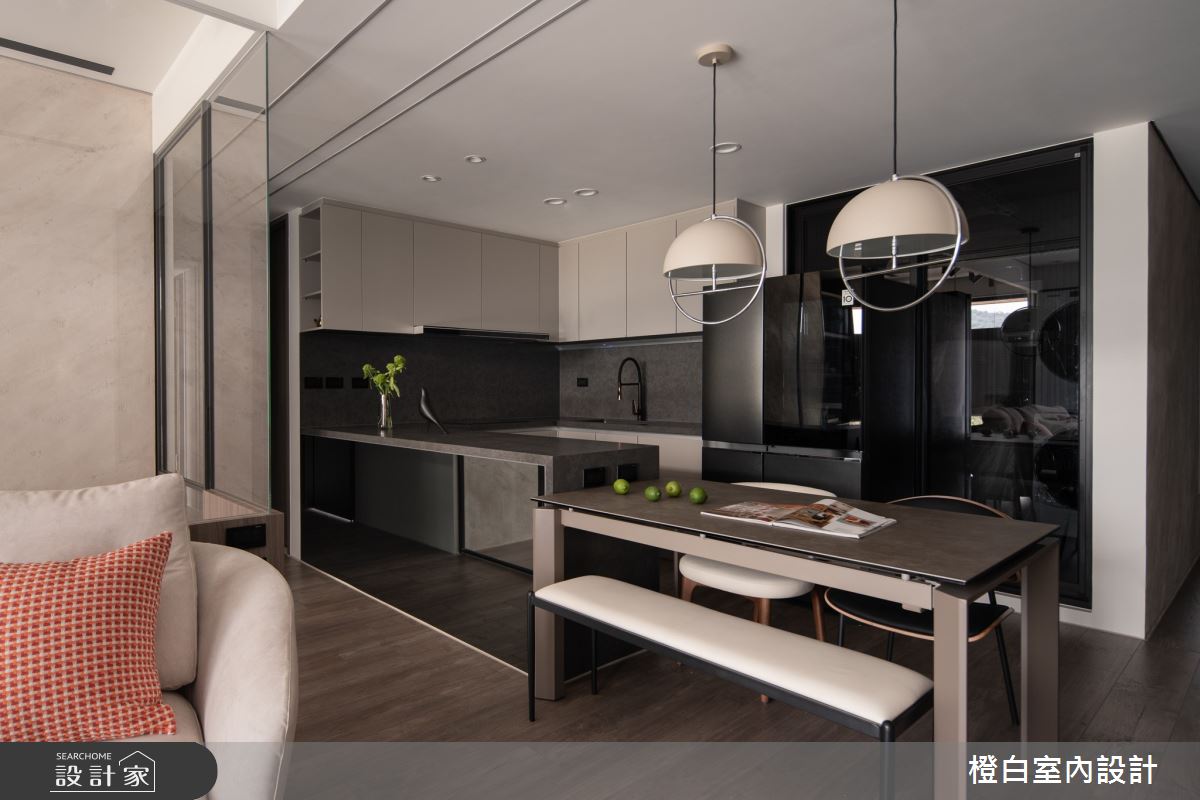 27坪新成屋(5年以下)＿北歐簡約風餐廳廚房中島案例圖片＿橙白室內裝修設計工程有限公司＿橙白_115文山元利森活之15