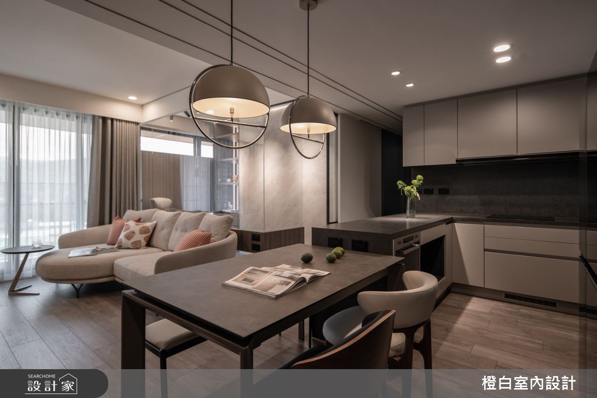 27坪新成屋(5年以下)＿北歐簡約風客廳餐廳廚房中島案例圖片＿橙白室內裝修設計工程有限公司＿橙白_115文山元利森活之19