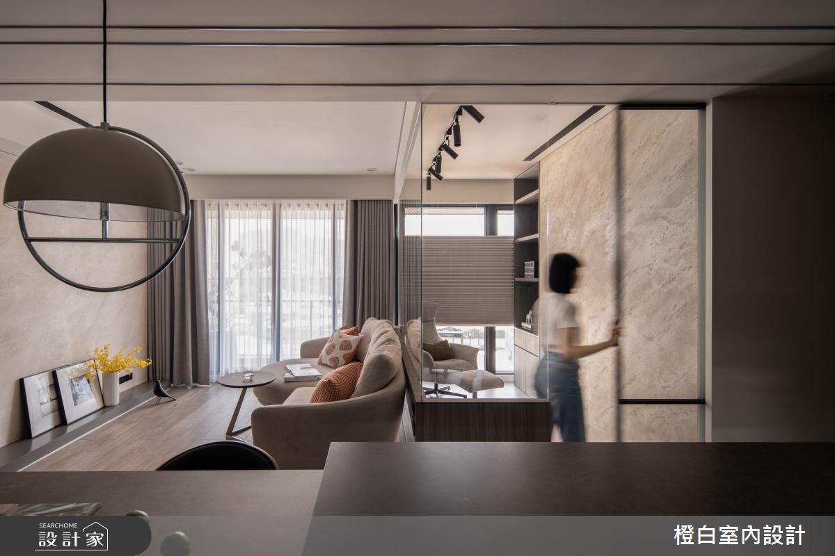 27坪新成屋(5年以下)＿北歐簡約風客廳餐廳書房中島案例圖片＿橙白室內裝修設計工程有限公司＿橙白_115文山元利森活之24