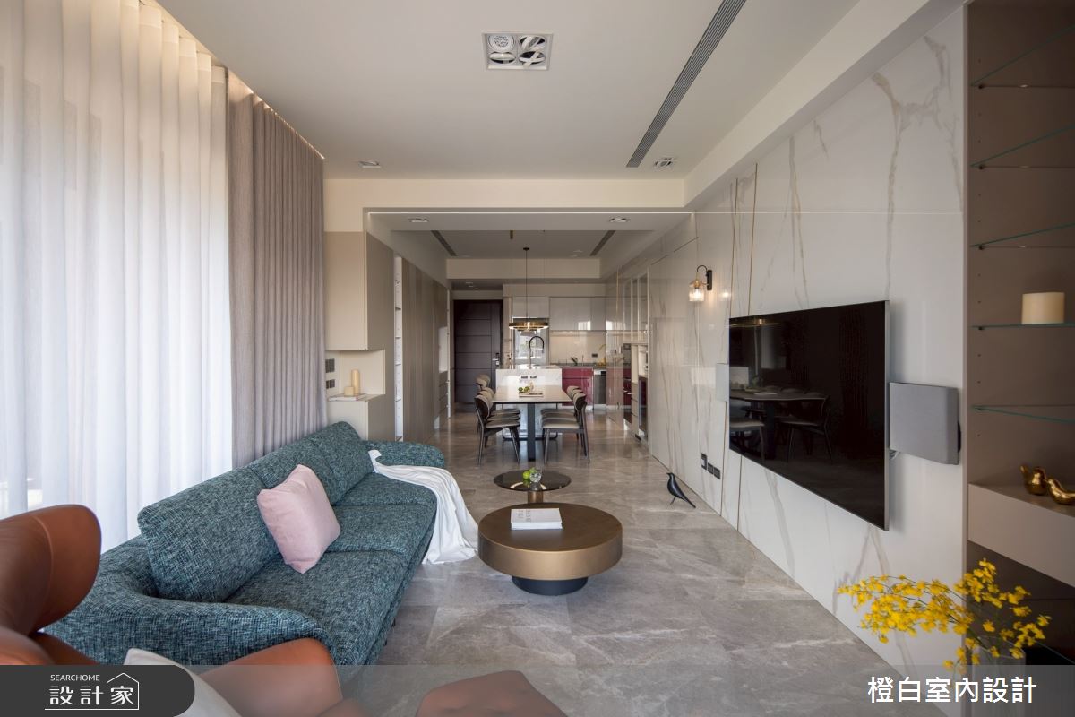 29坪新成屋(5年以下)＿現代風玄關客廳餐廳中島案例圖片＿橙白室內裝修設計工程有限公司＿橙白_118文山元利森活_現代風之6