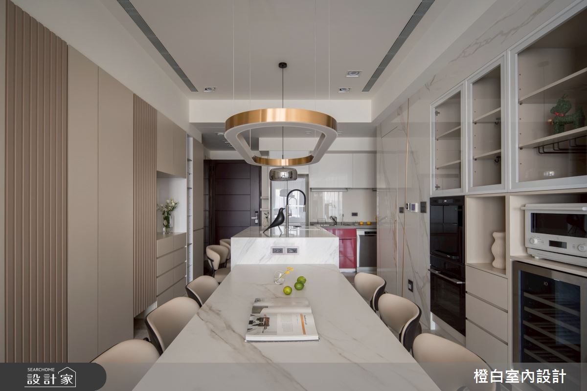 29坪新成屋(5年以下)＿現代風玄關餐廳廚房中島案例圖片＿橙白室內裝修設計工程有限公司＿橙白_118文山元利森活_現代風之8