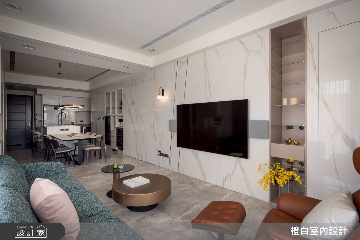 29坪新成屋(5年以下)＿現代風玄關客廳餐廳中島案例圖片＿橙白室內裝修設計工程有限公司＿橙白_118文山元利森活_現代風之26