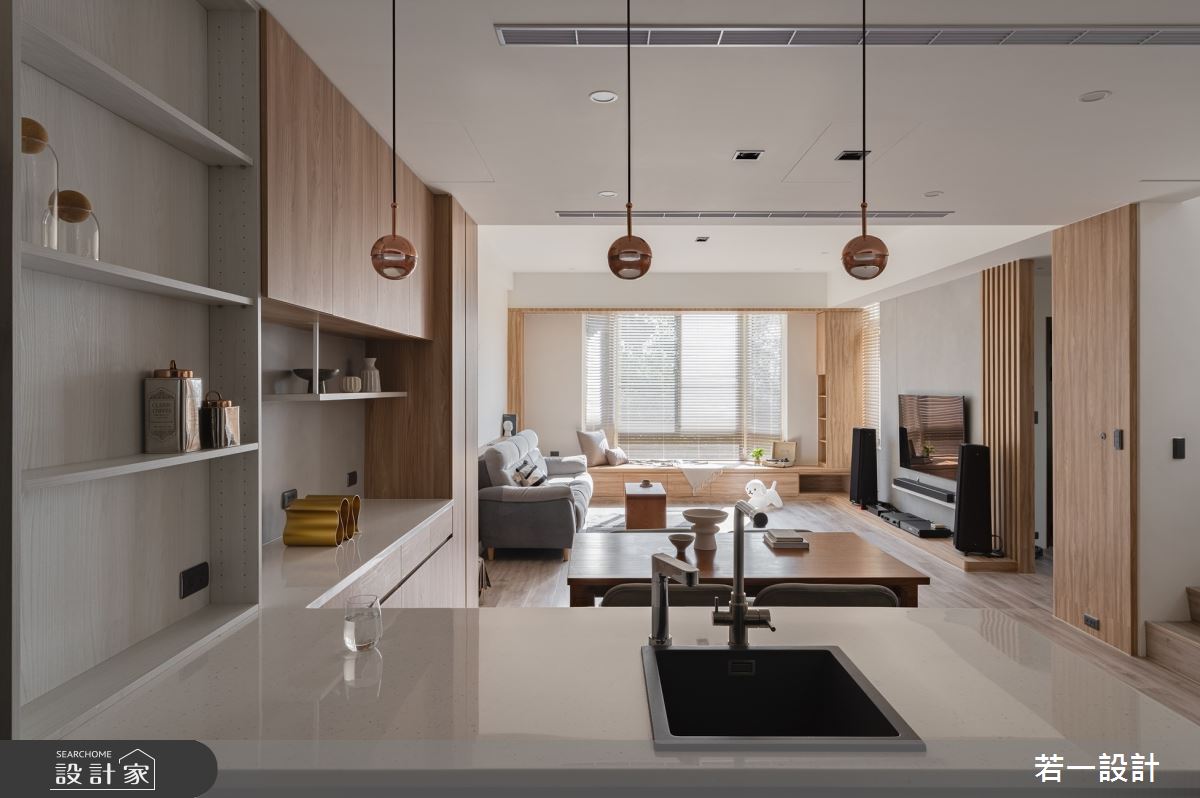 106坪老屋(16~30年)＿日式無印風客廳餐廳臥榻中島案例圖片＿若一設計＿若一_入暮之17