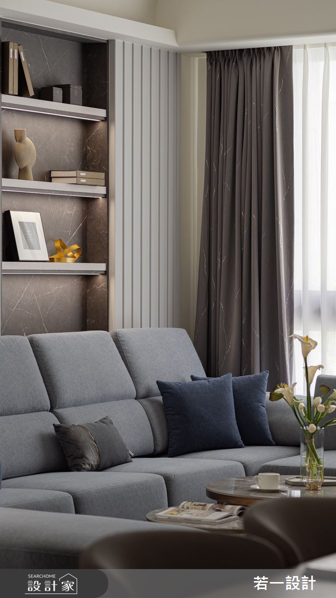 80坪新成屋(5年以下)＿輕奢風客廳案例圖片＿若一設計＿若一_蘊意之8