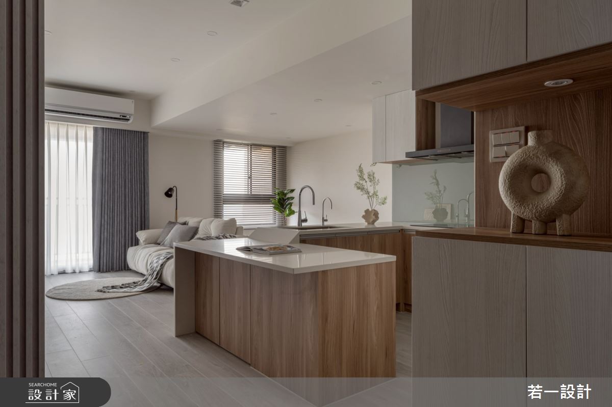 20坪新成屋(5年以下)＿混搭風玄關客廳餐廳廚房中島案例圖片＿若一設計＿若一_睦境之4