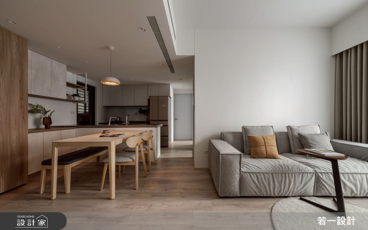 18坪新成屋(5年以下)＿混搭風客廳餐廳廚房中島案例圖片＿若一設計＿若一_初寓之9