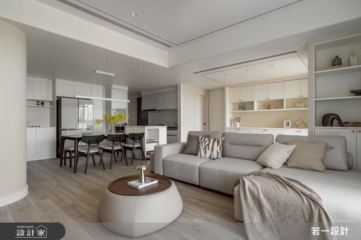 33坪新成屋(5年以下)＿新古典客廳餐廳廚房中島案例圖片＿若一設計＿若一_柔霧之7