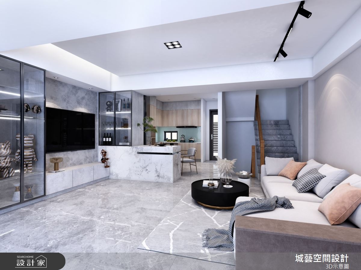 60坪新成屋(5年以下)＿混搭風客廳餐廳廚房樓梯中島案例圖片＿城藝空間設計＿城藝_09之16