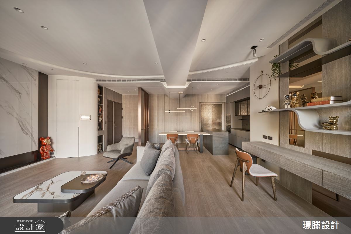 42坪新成屋(5年以下)＿現代風玄關客廳餐廳書房中島案例圖片＿璟滕設計＿璟滕_涓涓疏色之8