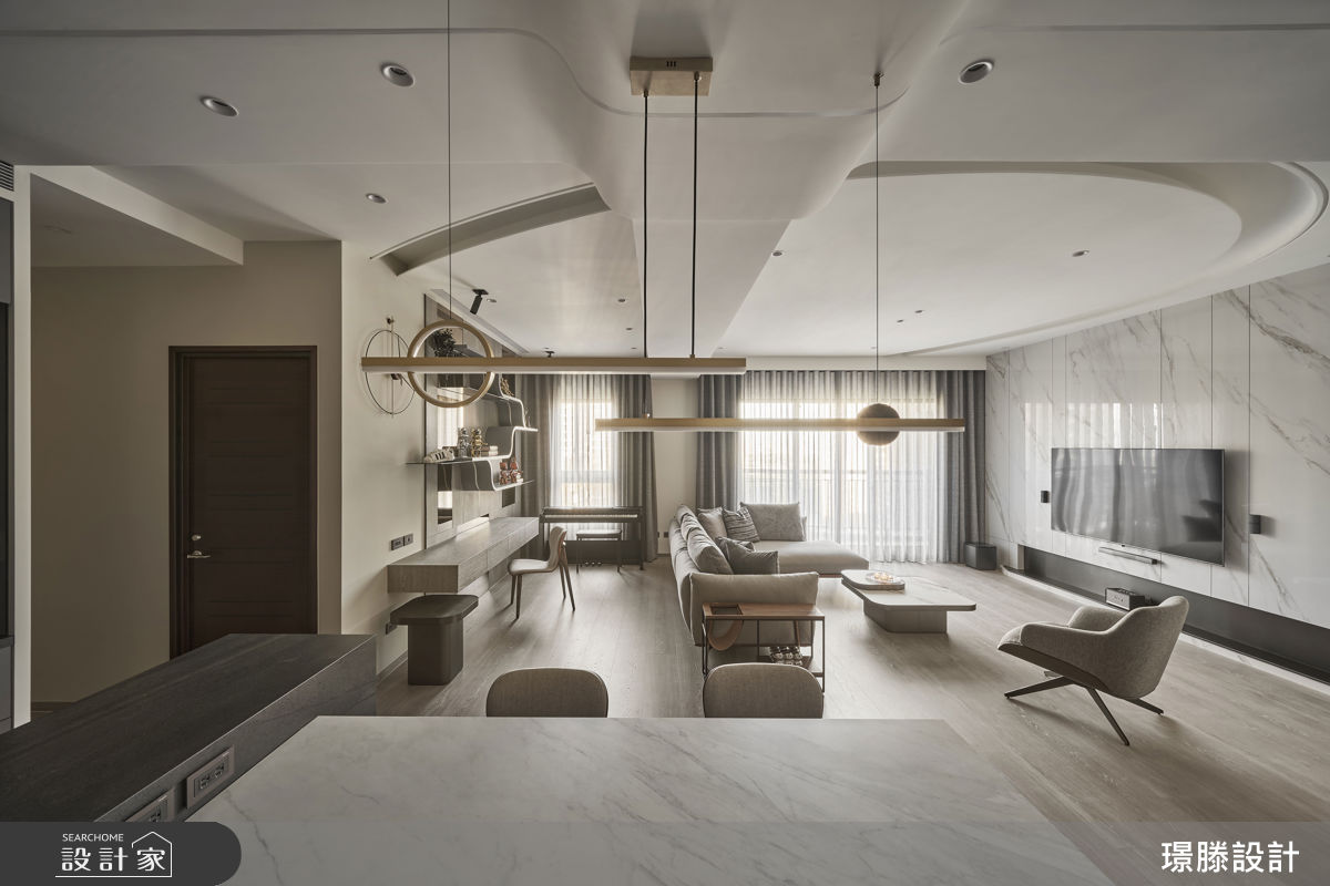 42坪新成屋(5年以下)＿現代風客廳餐廳書房中島案例圖片＿璟滕設計＿璟滕_涓涓疏色之11