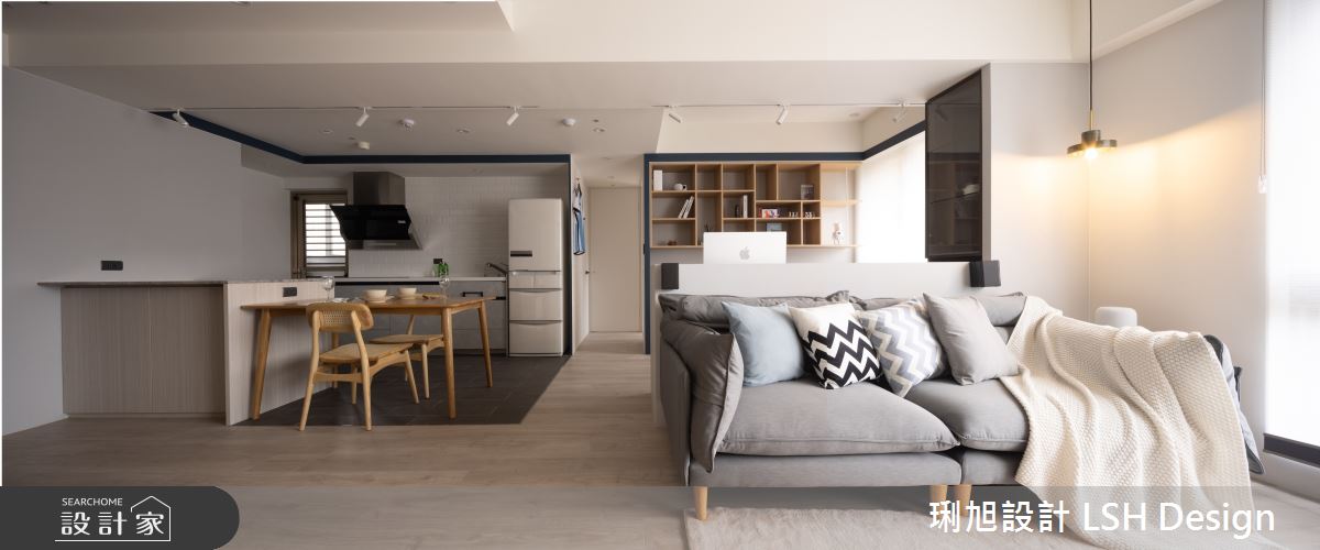 25坪中古屋(5~15年)＿現代風客廳餐廳廚房書房中島案例圖片＿琍旭室內裝修設計＿琍旭_原 ‧ 折之4