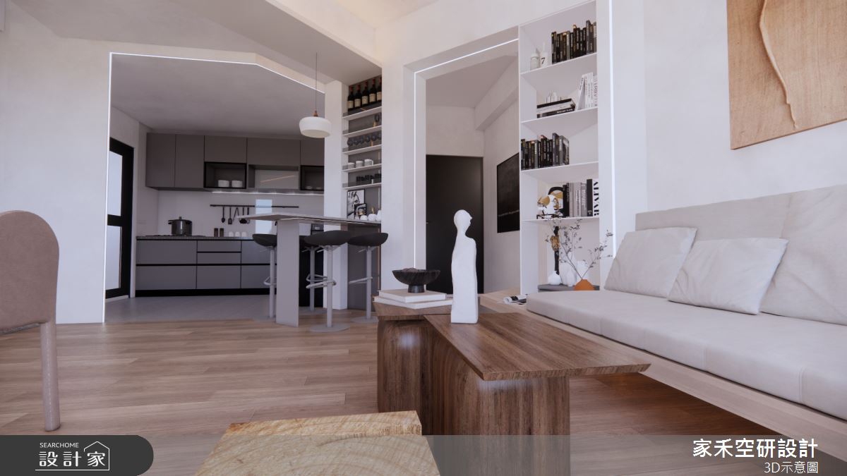 36坪新成屋(5年以下)＿現代風玄關客廳廚房吧檯中島案例圖片＿家禾空研設計＿家禾_11之6