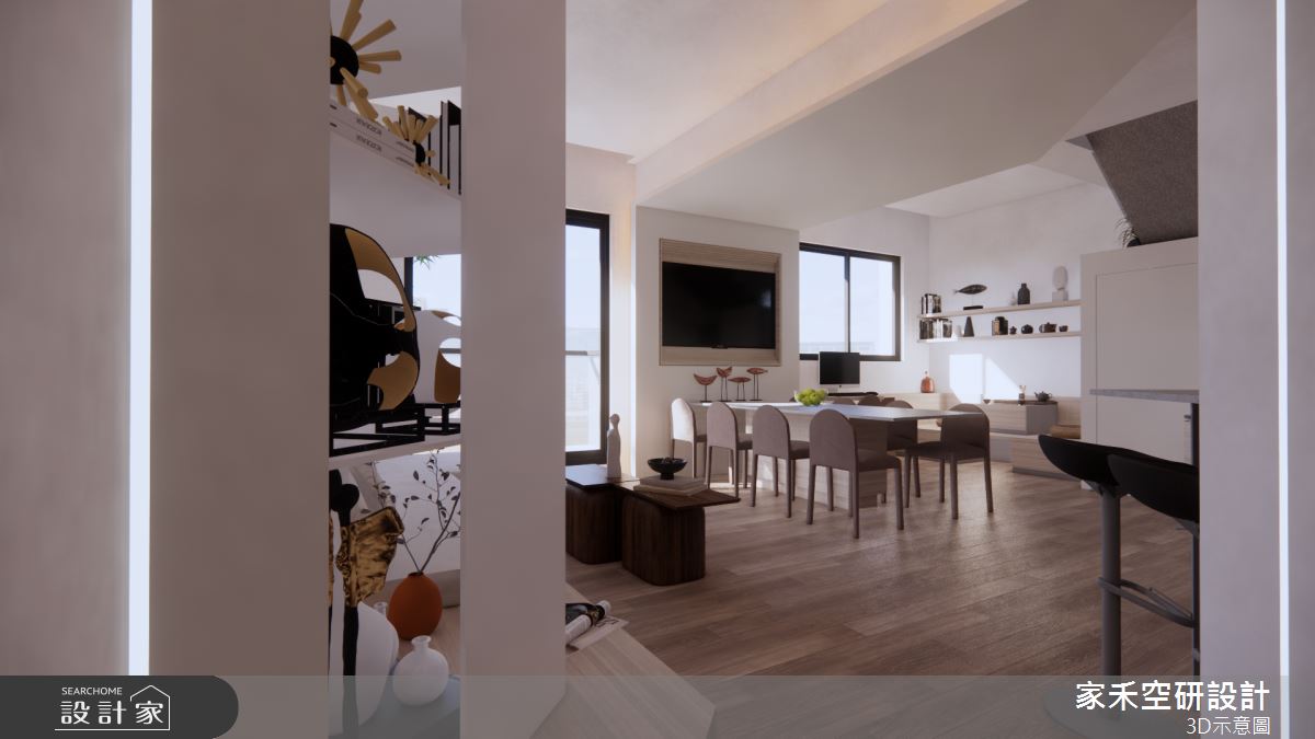 36坪新成屋(5年以下)＿現代風玄關客廳餐廳吧檯中島案例圖片＿家禾空研設計＿家禾_11之2