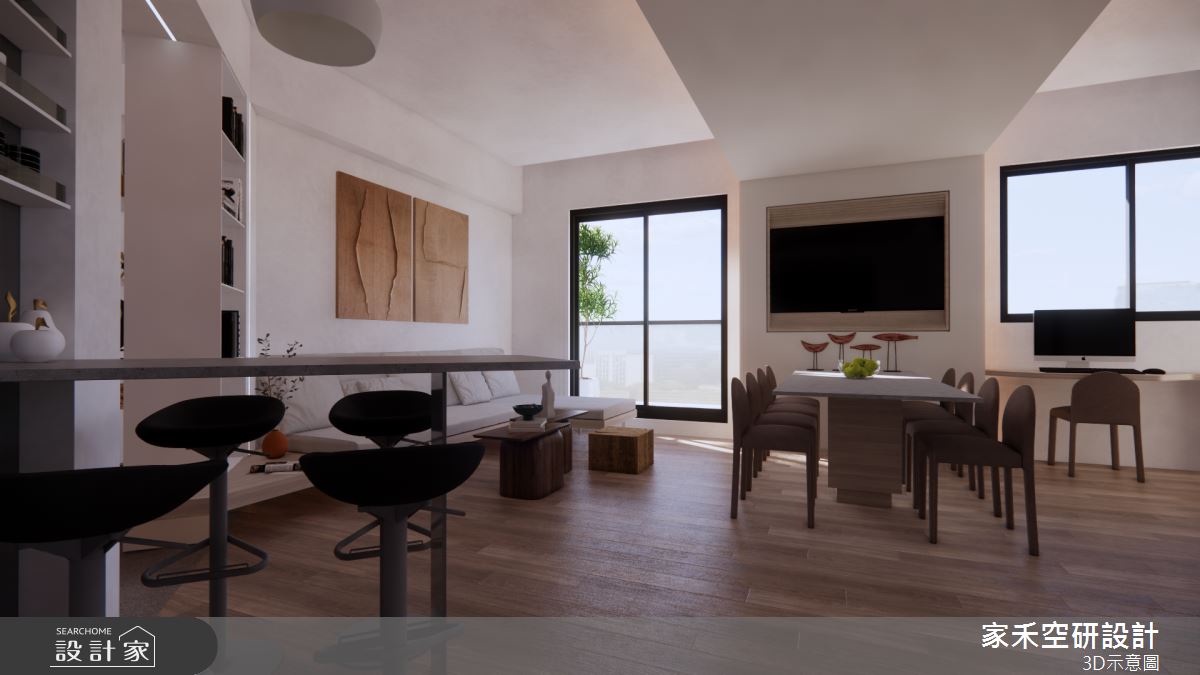 36坪新成屋(5年以下)＿現代風客廳餐廳吧檯中島案例圖片＿家禾空研設計＿家禾_11之14