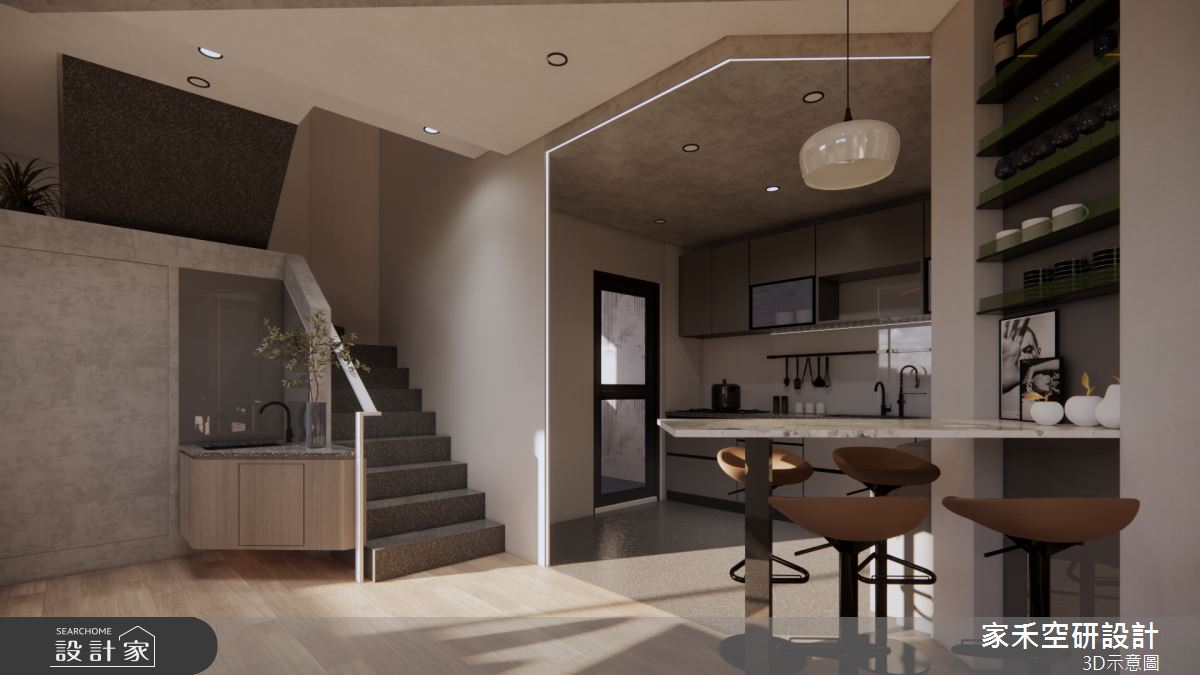 36坪新成屋(5年以下)＿現代風廚房吧檯樓梯中島案例圖片＿家禾空研設計＿家禾_11之24