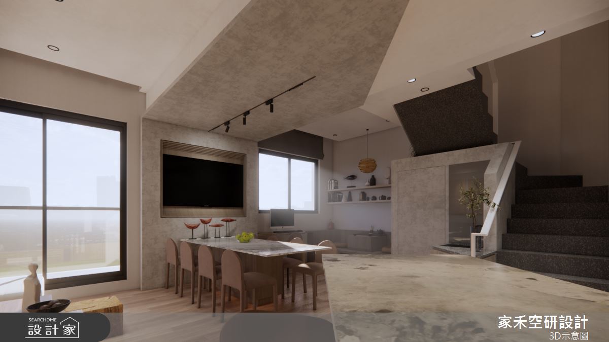 36坪新成屋(5年以下)＿現代風客廳餐廳書房樓梯案例圖片＿家禾空研設計＿家禾_11之27