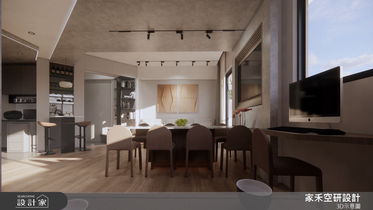 36坪新成屋(5年以下)＿現代風客廳餐廳吧檯書房中島案例圖片＿家禾空研設計＿家禾_11之31
