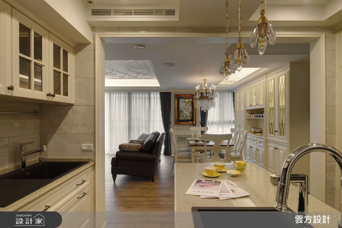 30坪新成屋(5年以下)＿新古典客廳餐廳廚房中島案例圖片＿雲方設計＿雲方_美學主張精緻新古典之9