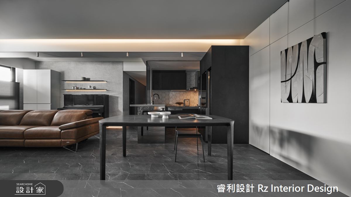 30坪新古屋(10年以下)＿混搭風客廳餐廳廚房中島案例圖片＿睿利設計＿睿利_20.星殞之間之6