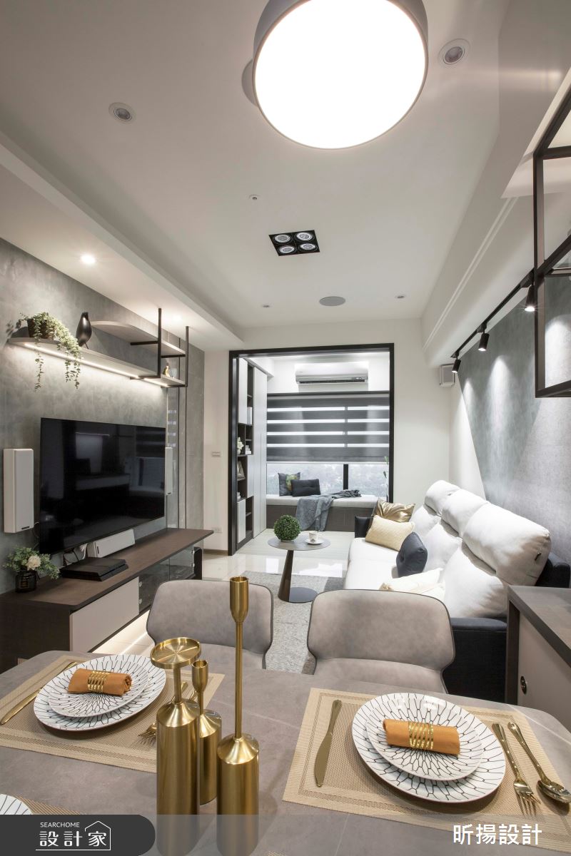 16坪新成屋(5年以下)＿現代風客廳餐廳臥榻案例圖片＿昕揚室內裝修設計有限公司＿昕揚_愜意‧時光之6