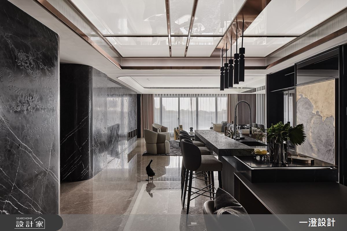 100坪＿現代輕奢風客廳吧檯中島案例圖片＿一澄設計事業＿一澄_22.墨‧砌之2
