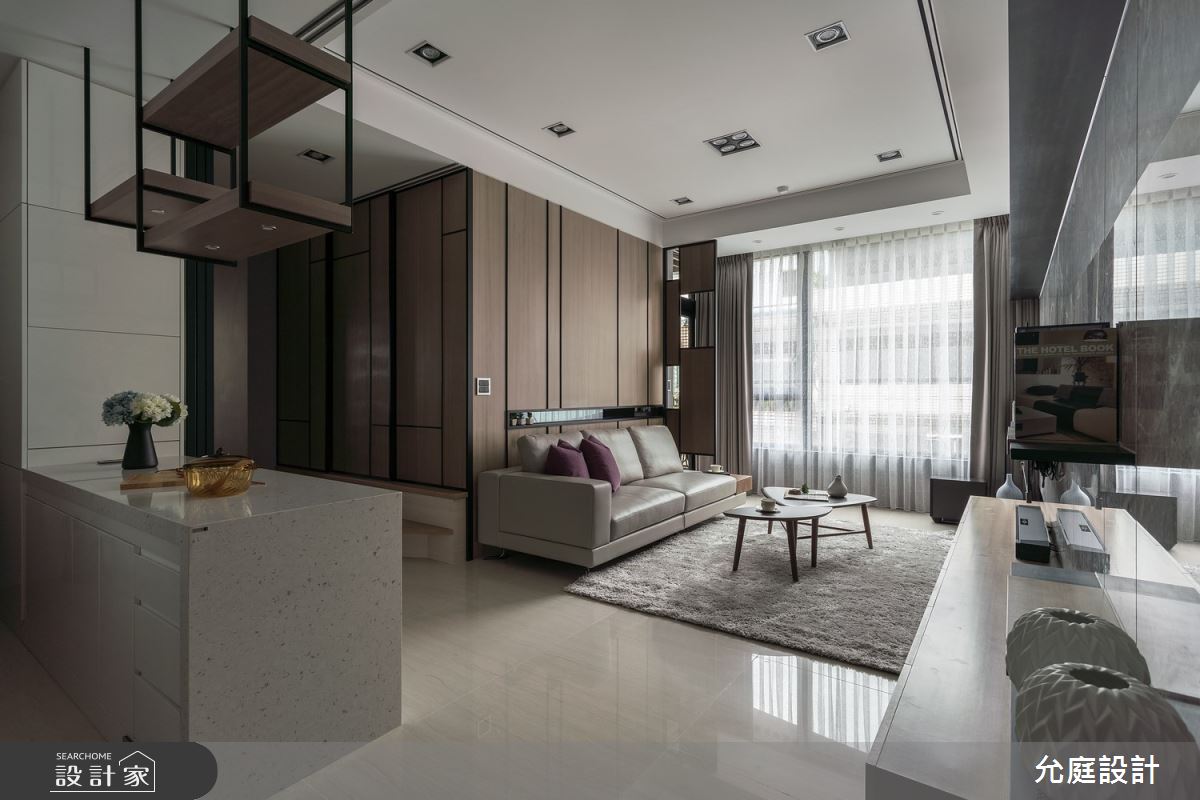 21坪新成屋(5年以下)＿現代風客廳餐廳吧檯中島案例圖片＿允庭室內裝修設計有限公司＿允庭_幾何美學之1