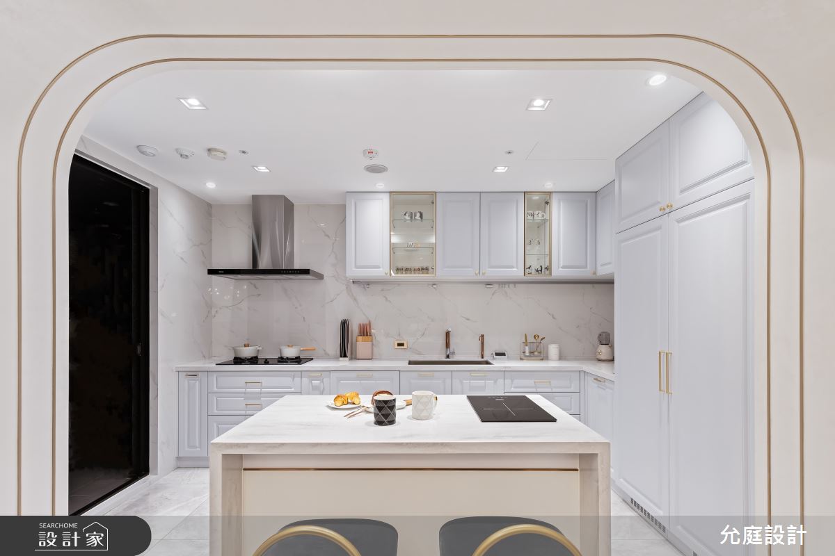 毛胚屋＿美式輕奢華風餐廳廚房中島案例圖片＿允庭室內裝修設計有限公司＿允庭_微奢·蘊藏之16