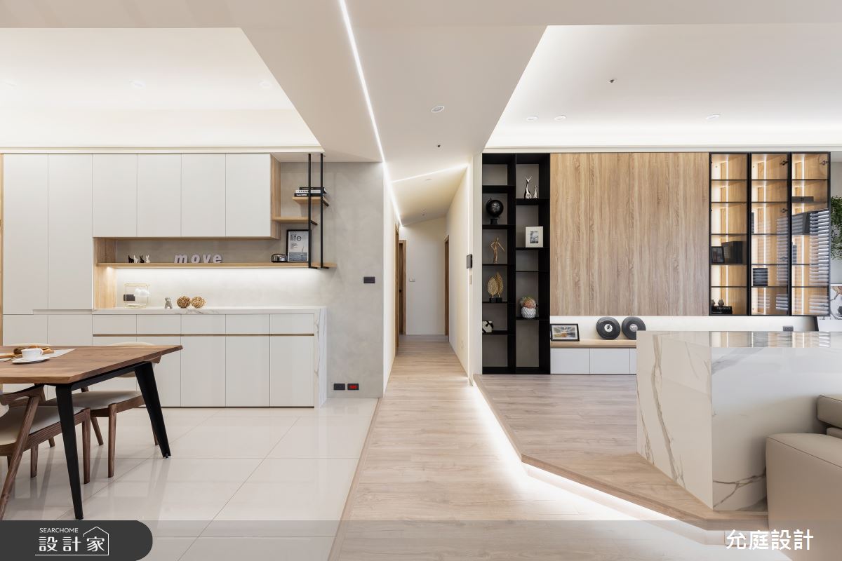 42坪新成屋(5年以下)＿現代風客廳餐廳書房走廊案例圖片＿允庭室內裝修設計有限公司＿允庭_凝光境語之5