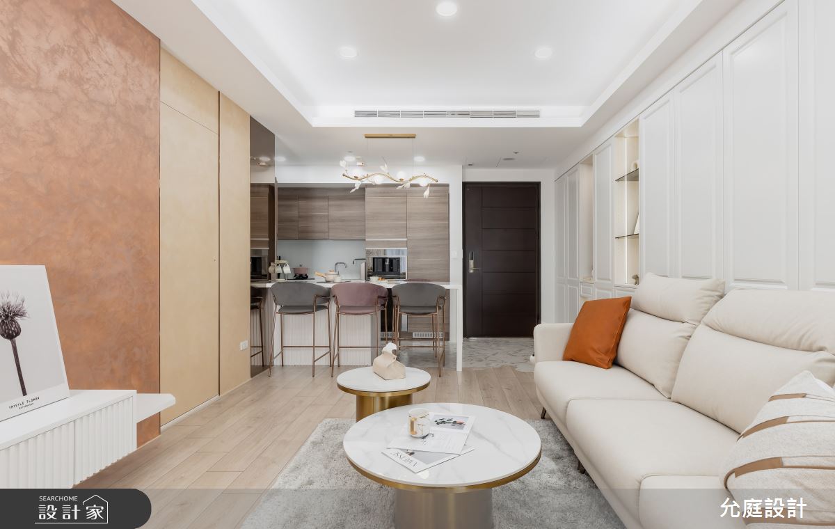 20坪新古屋(10年以下)＿現代輕奢風玄關客廳餐廳廚房中島案例圖片＿允庭室內裝修設計有限公司＿允庭_嫣。語思境之4