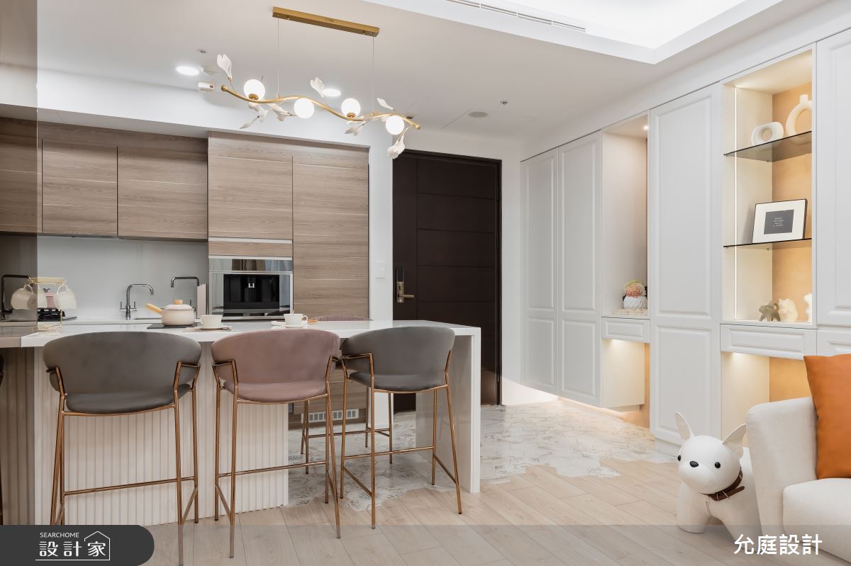 20坪新古屋(10年以下)＿現代輕奢風玄關餐廳廚房中島案例圖片＿允庭室內裝修設計有限公司＿允庭_嫣。語思境之1