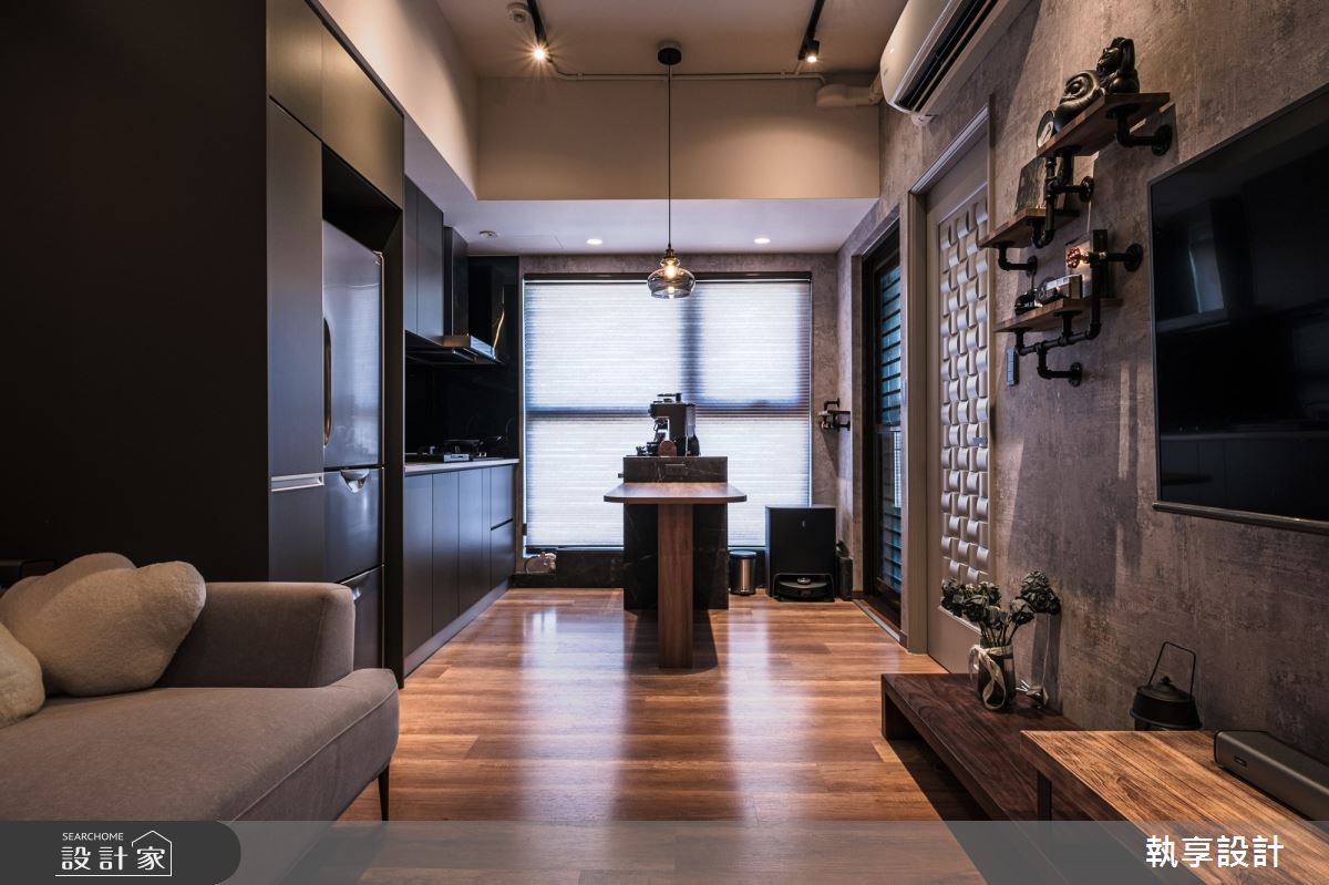 22坪新古屋(10年以下)＿工業風客廳餐廳廚房中島案例圖片＿執享設計＿執享_爵色尊品之14