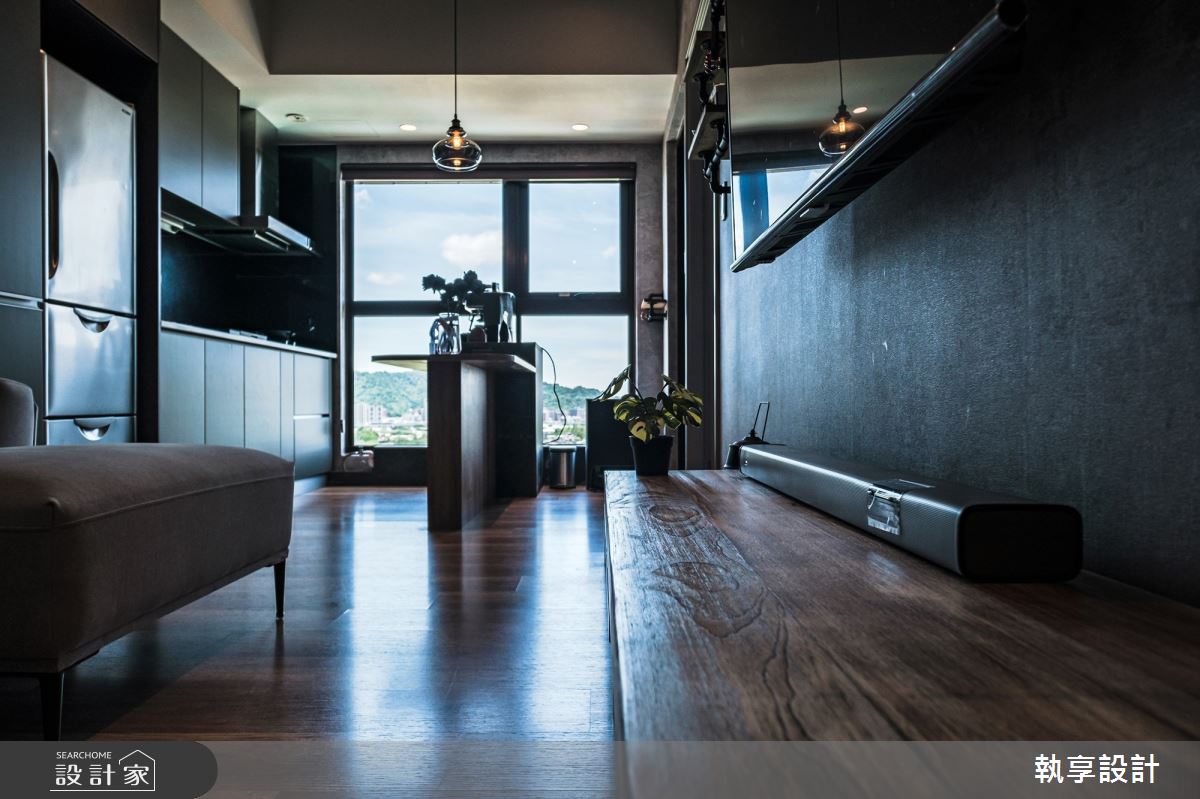 22坪新古屋(10年以下)＿工業風客廳餐廳廚房中島案例圖片＿執享設計＿執享_爵色尊品之17