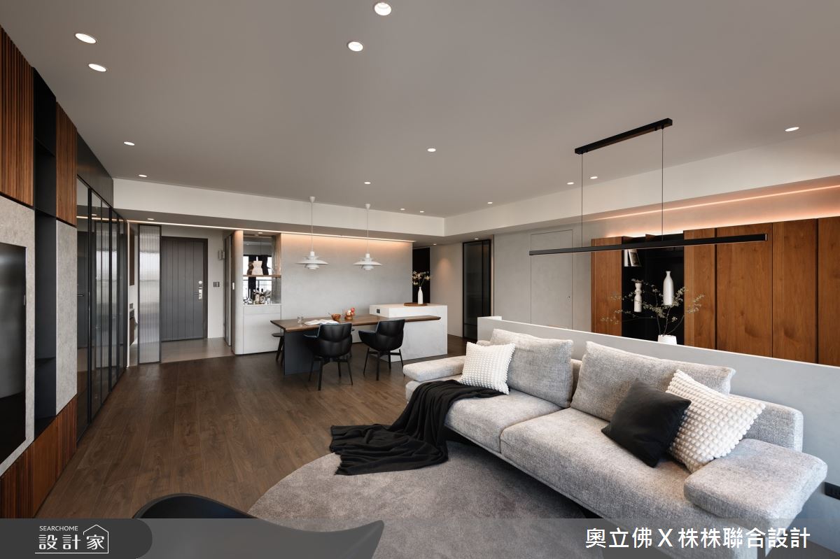 64坪新成屋(5年以下)＿現代風客廳餐廳中島案例圖片＿奧立佛x 株株聯合設計＿奧立佛x 株株_美術君御｜高雄C宅之12
