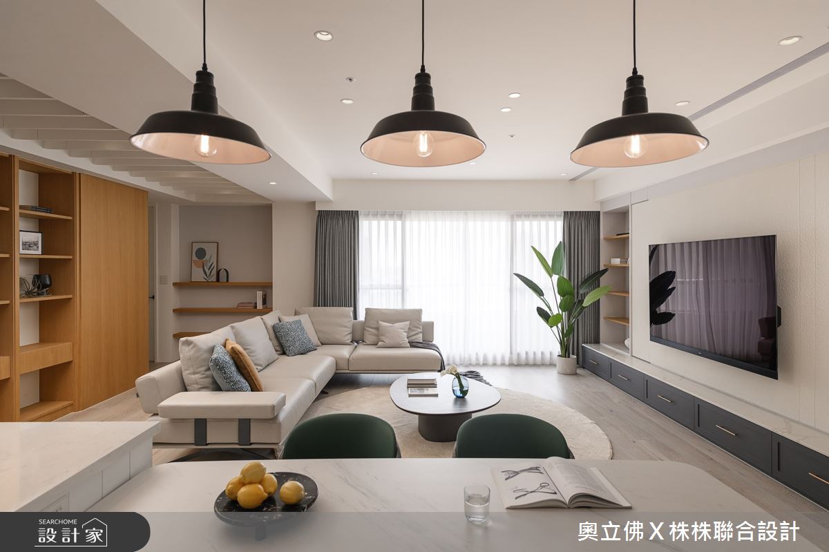 89坪老屋(16~30年)＿現代美式風客廳餐廳中島案例圖片＿奧立佛x 株株聯合設計＿奧立佛x 株株_百立皇冠｜高雄H宅之2