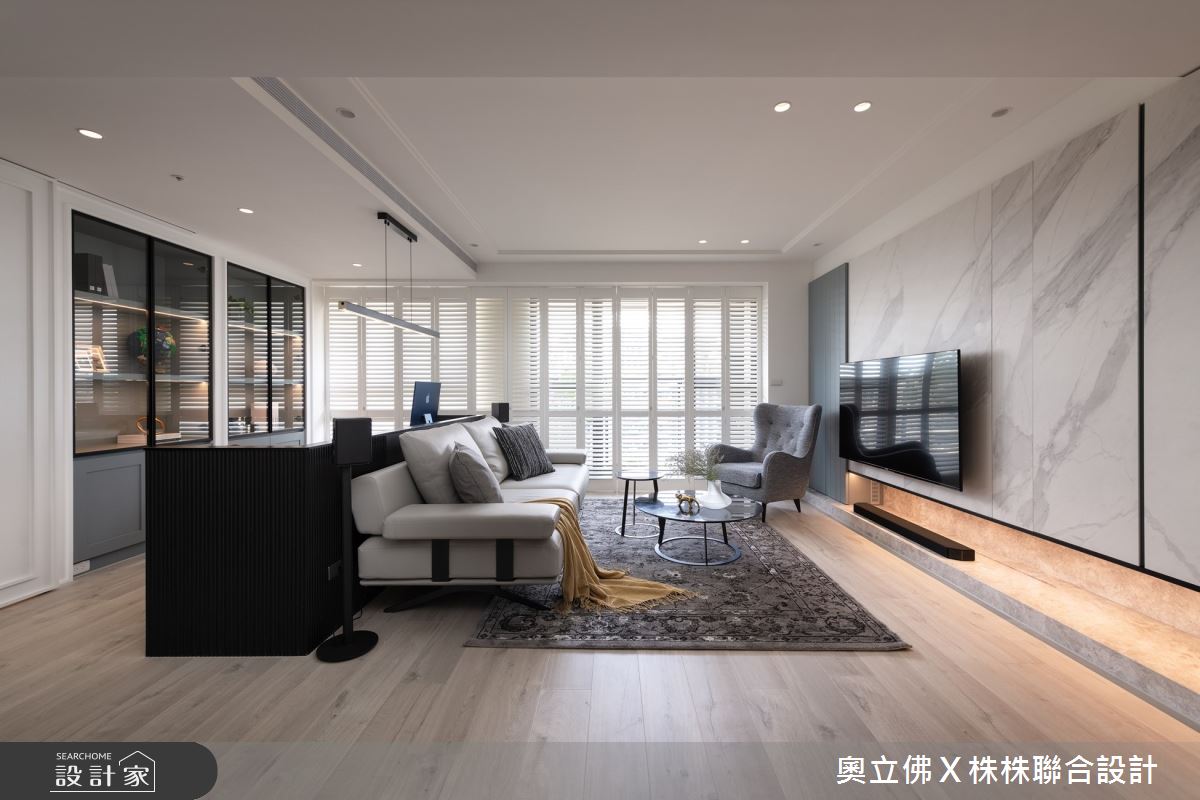 47坪新成屋(5年以下)＿美式風客廳書房案例圖片＿奧立佛x 株株聯合設計＿奧立佛x 株株_百達君品｜高雄C宅之5