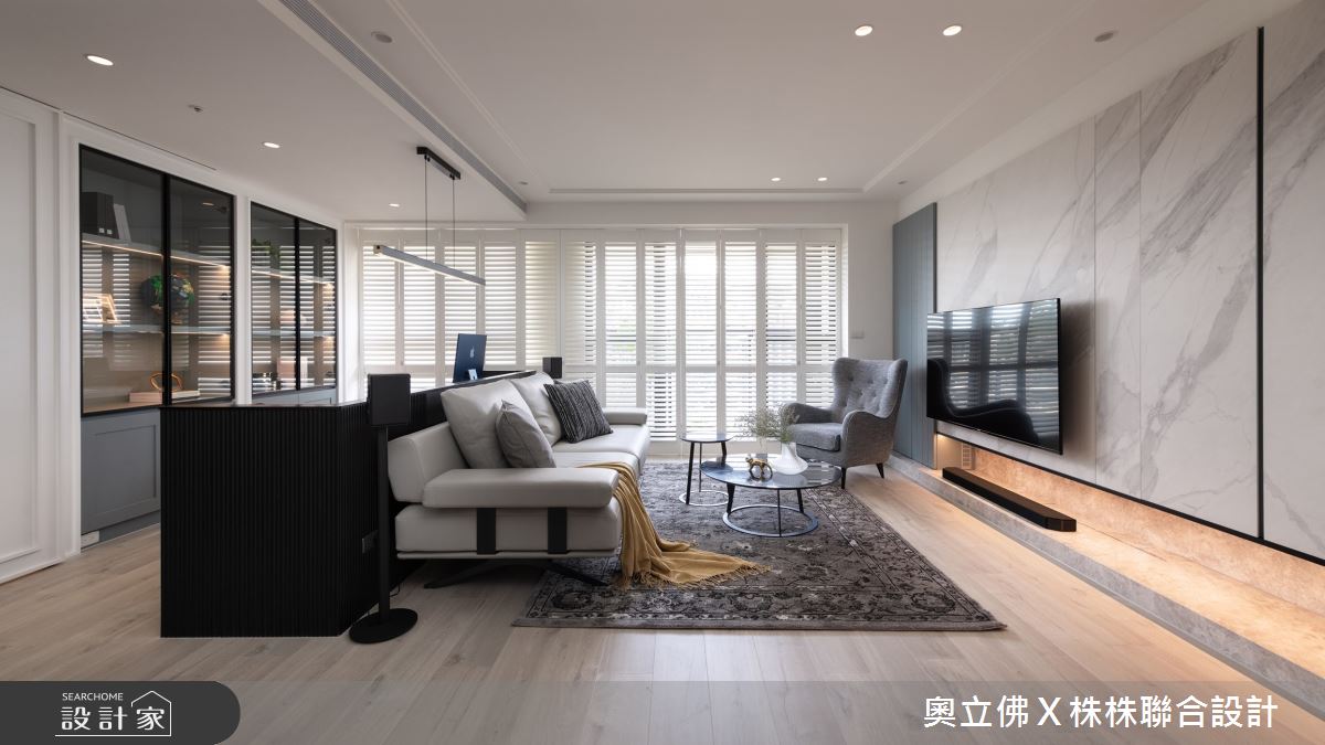 47坪新成屋(5年以下)＿美式風客廳書房案例圖片＿奧立佛x 株株聯合設計＿奧立佛x 株株_百達君品｜高雄C宅之4