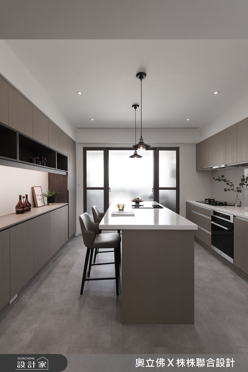 40坪老屋(16~30年)＿混搭風餐廳廚房中島案例圖片＿奧立佛x 株株聯合設計＿奧立佛x 株株_福懋采荷天｜高雄C宅之5