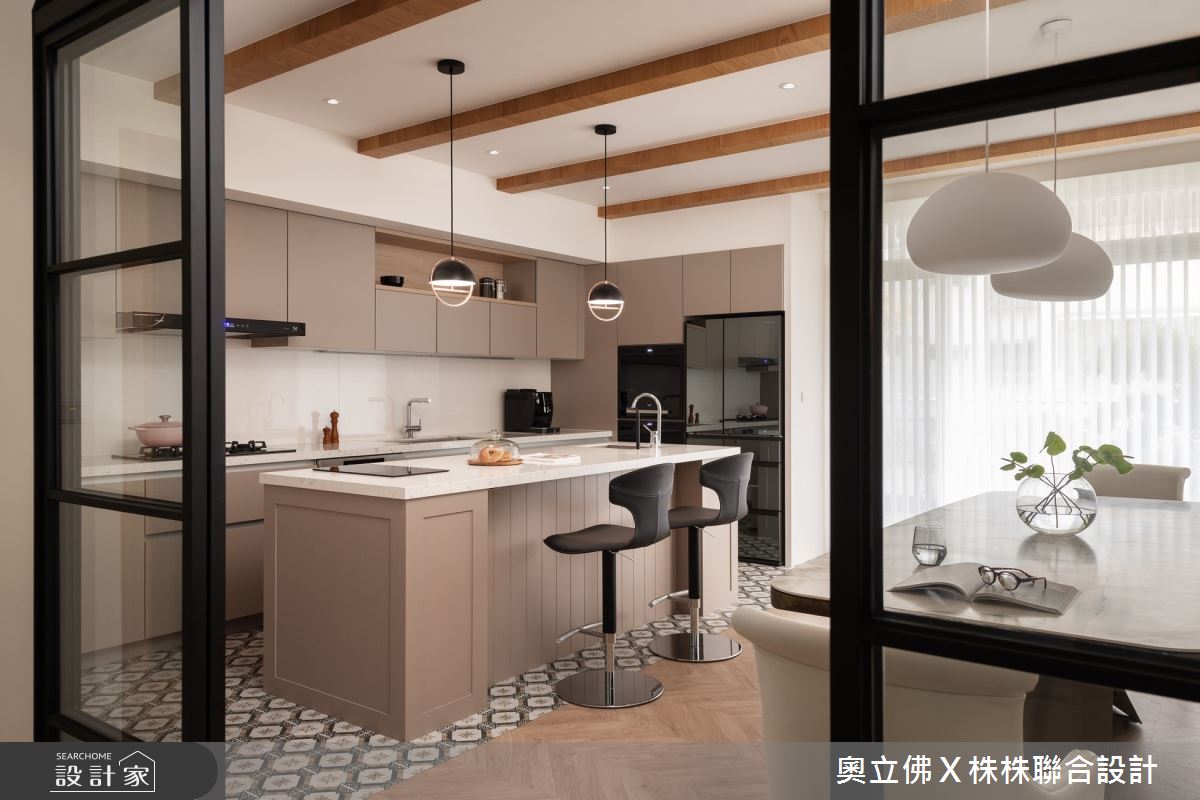 100坪新成屋(5年以下)＿美式風餐廳廚房中島案例圖片＿奧立佛x 株株聯合設計＿奧立佛x 株株_自由路｜高雄Ｂ宅之9