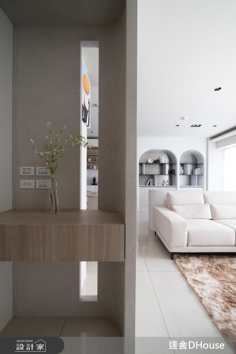 31坪中古屋(5~15年)＿韓系奶油風玄關客廳案例圖片＿達舍創研所＿達舍_緩光。雙生 Dual Serenity之2