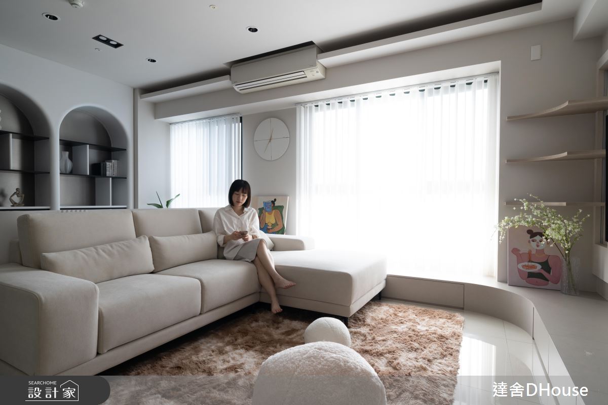 31坪中古屋(5~15年)＿韓系奶油風客廳案例圖片＿達舍創研所＿達舍_緩光。雙生 Dual Serenity之7