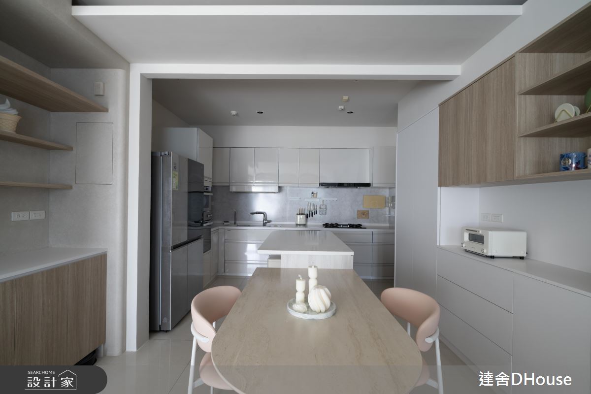 31坪中古屋(5~15年)＿韓系奶油風餐廳廚房中島案例圖片＿達舍創研所＿達舍_緩光。雙生 Dual Serenity之18