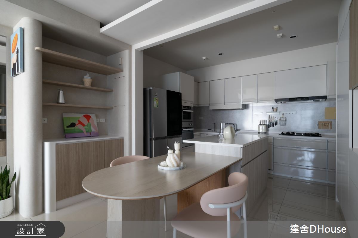 31坪中古屋(5~15年)＿韓系奶油風餐廳廚房中島案例圖片＿達舍創研所＿達舍_緩光。雙生 Dual Serenity之20
